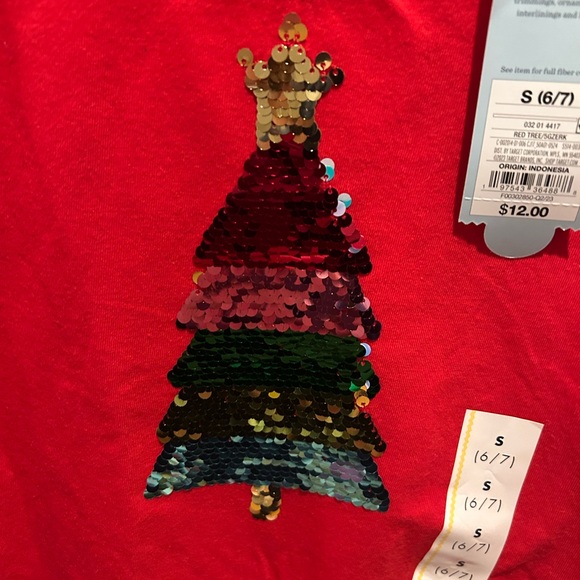 Cat and jack long sleeve tee with tree sequins. 6/7 - Picture 2 of 5